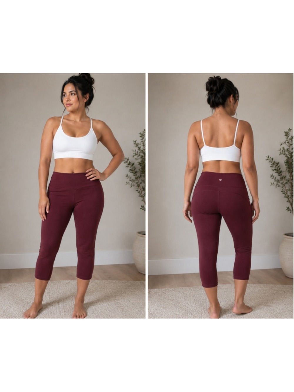 Lululemon Size 8 High-Rise Cropped Wide Leg Yoga Pants Burgundy Athletic Legging